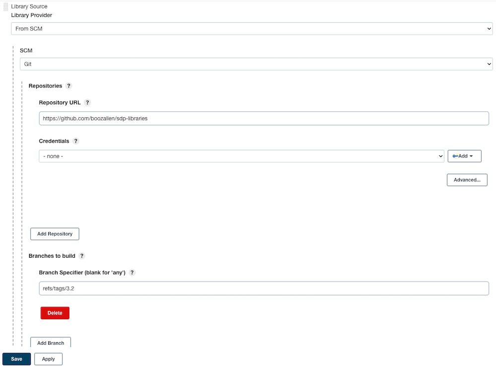 Pinning the boozallen/sdp-libraries Library Source to version 3.2